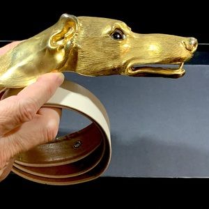 Christopher Ross, 24k Gold Plated Hound Dog Belt & Buckle